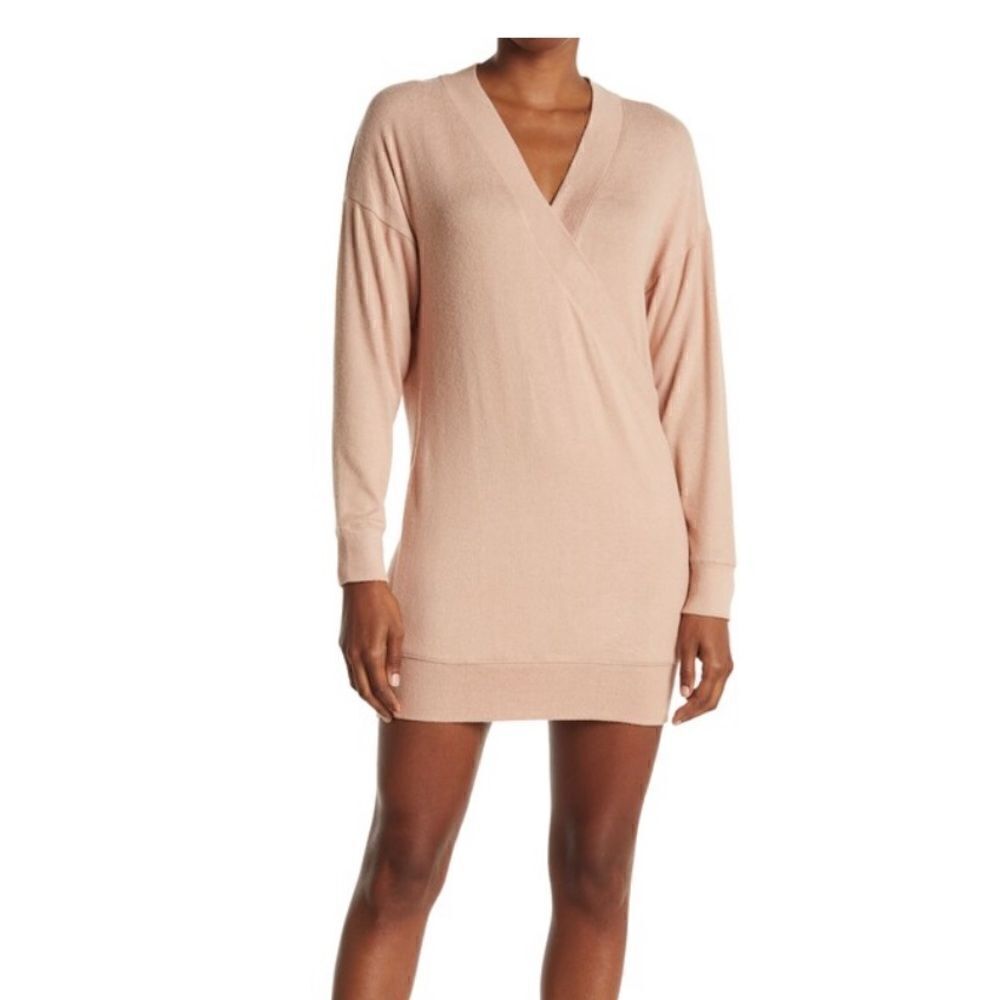 Socialite Cross Front Sweater Dress in Dust Pink